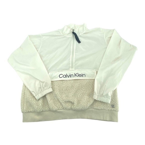 Calvin Klein Women's Fleece Jacket Windbreaker‎ Half Zip Mock Neck Pockets Large - Picture 2 of 8